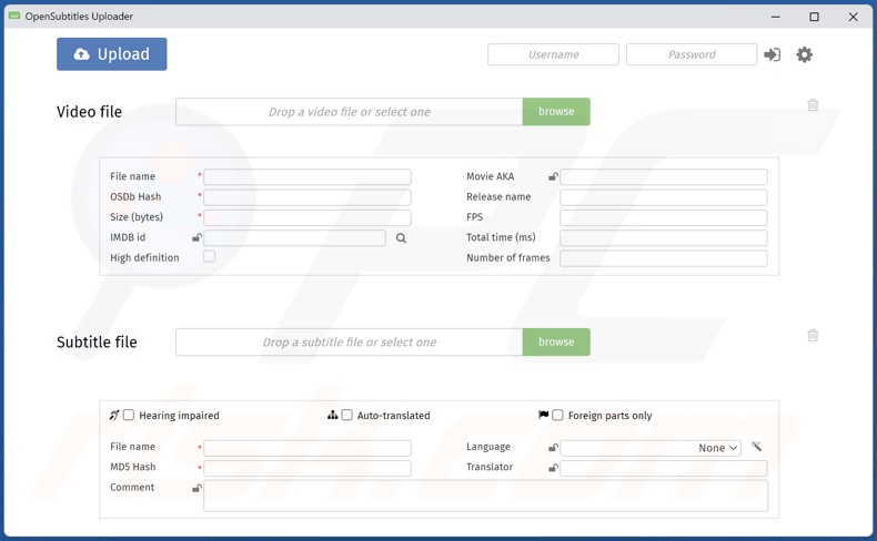 Logiciel publicitaire OpenSubtitles Uploader