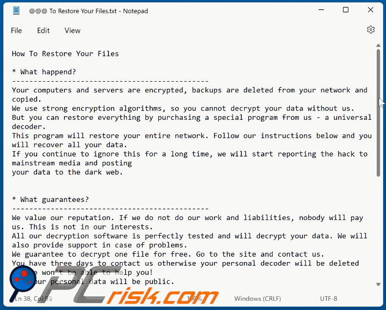 Annuler le message de demande de rançon du ransomware (@@@ To Restore Your Files.txt) GIF