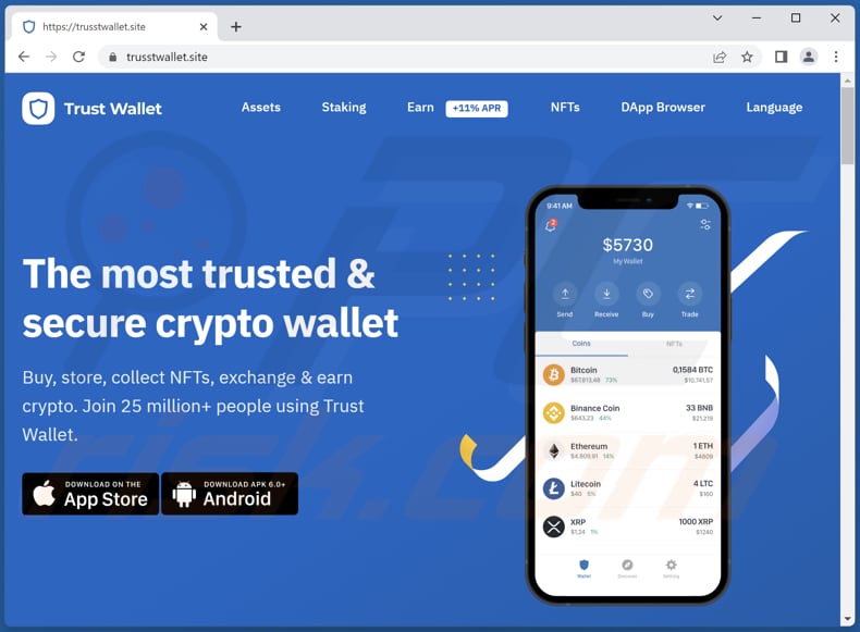 Site Web de l'application Fake Trust Wallet - truststwallet.site