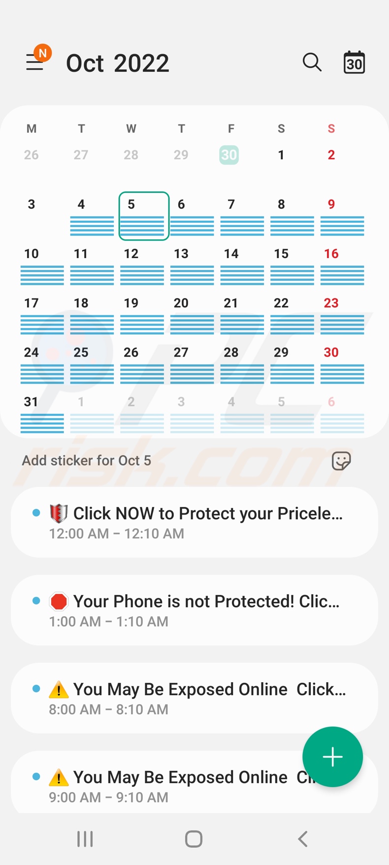 Apparence du calendrier affectée par le virus Ads Blocker