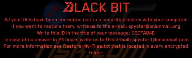 Fond d'écran du rançongiciel BlackBit