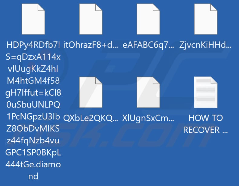 Fichiers cryptés par Diamond ransomware (extension .diamond)