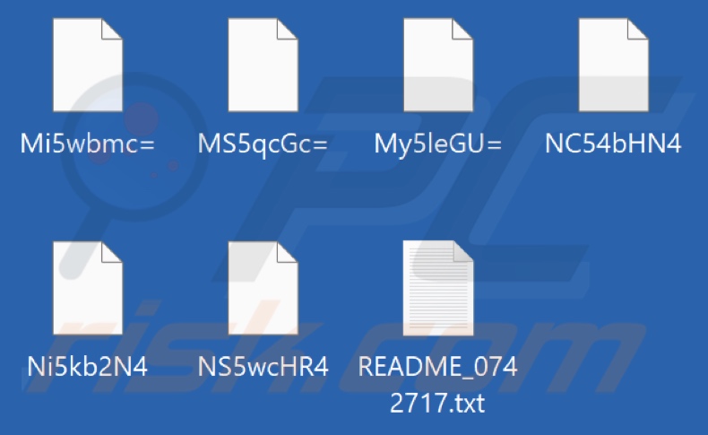 Fichiers cryptés par le rançongiciel HORNET (fichiers renommés avec une chaîne de caractères aléatoire)