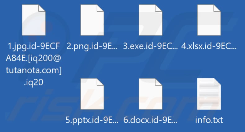 Fichiers cryptés par le rançongiciel Iq20 (extension .iq20)