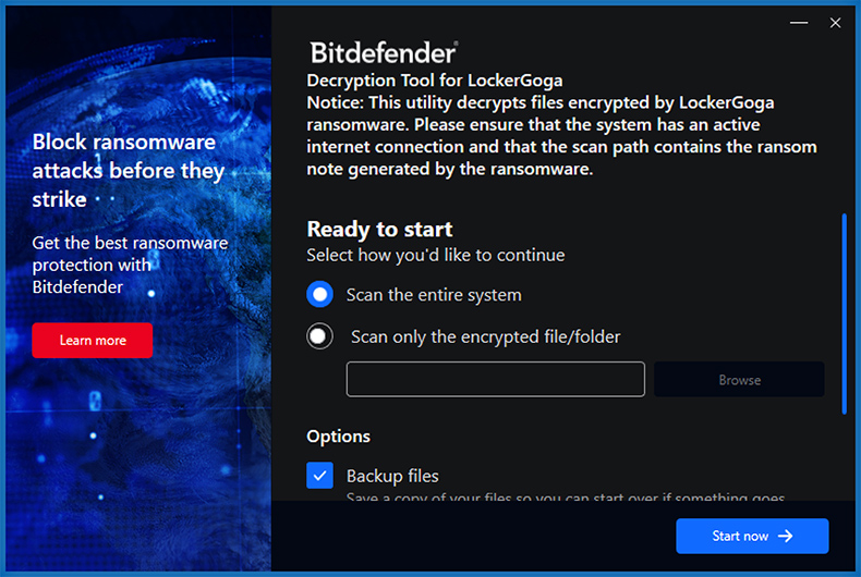 Décrypteur LockerGoga par Bitdefender