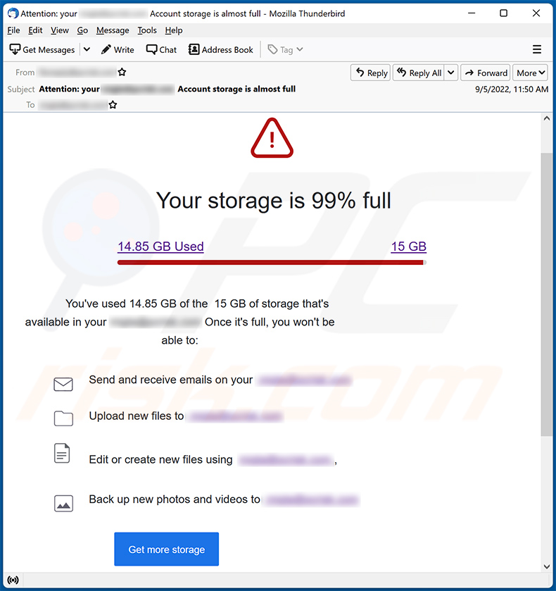 Vous avez utilisé votre courrier électronique frauduleux de stockage de courrier (2022-09-06)