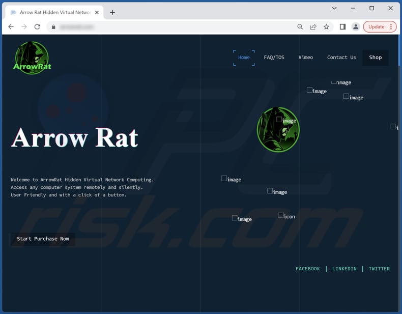 Site Web de logiciels malveillants ArrowRAT