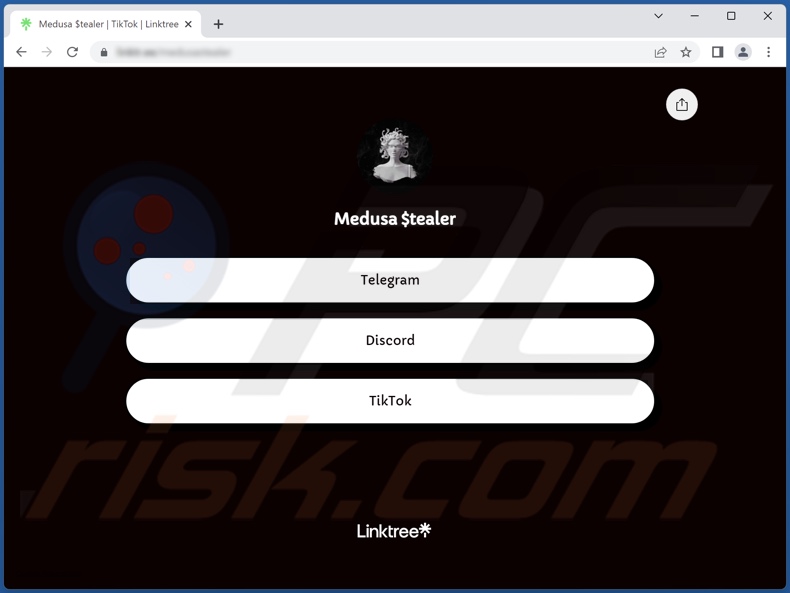 Site de contact du logiciel malveillant Medusa Stealer