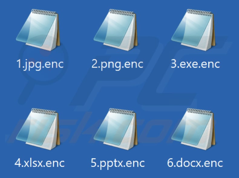 Fichiers cryptés par Prestige ransomware (extension .enc)