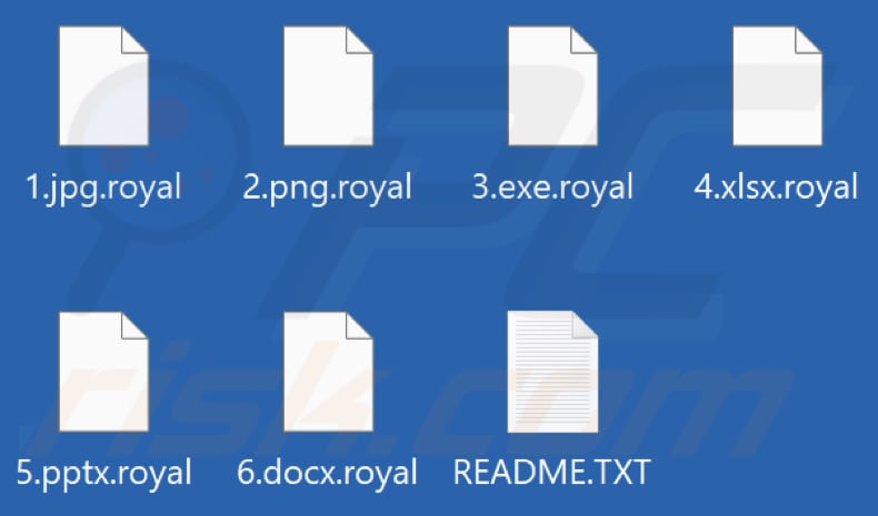 Fichiers cryptés par Royal ransomware (extension .royal)