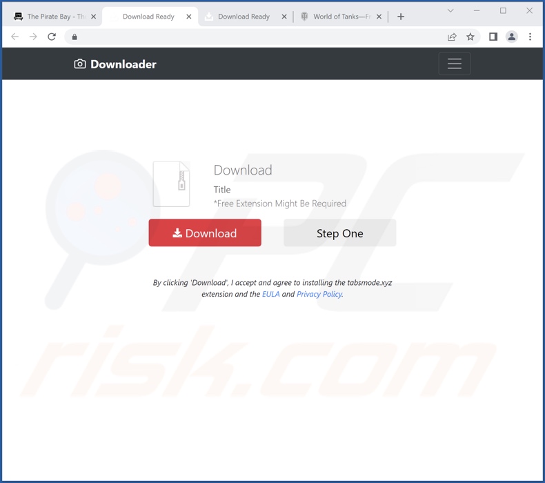 Site Web utilisé pour promouvoir le pirate de navigateur TabsMode