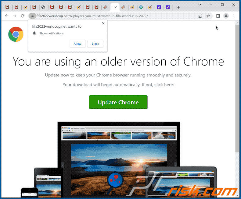 vous utilisez une ancienne version de l'apparence d'escroquerie chrome