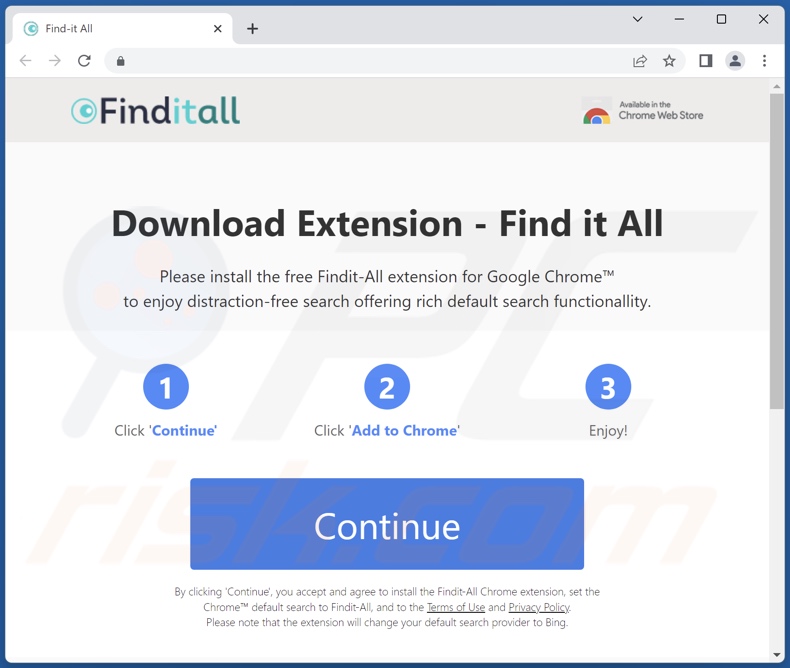 Site Web utilisé pour promouvoir le pirate de navigateur FindIt-All