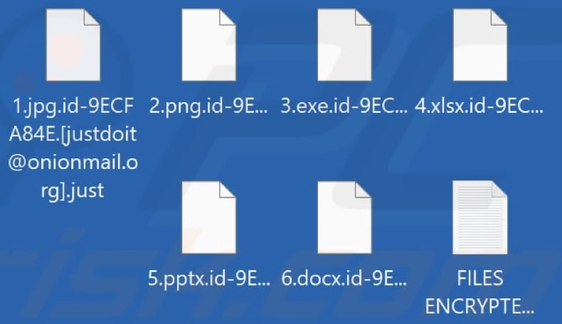 Fichiers cryptés par Just ransomware (extension .just)