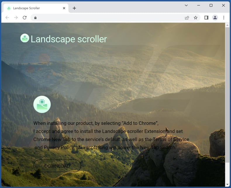 Deuxième site Web utilisé pour promouvoir le pirate de navigateur Landscape Scroller