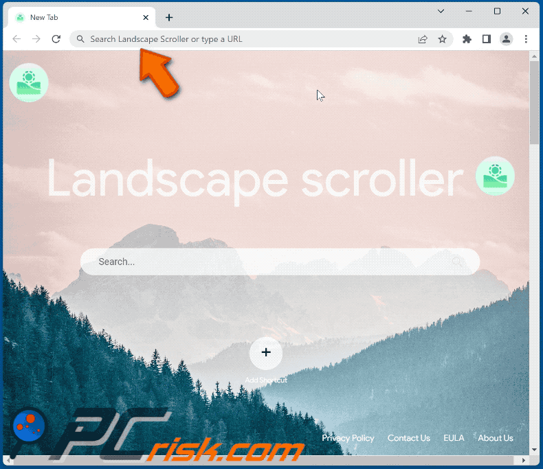 paysage scroller pirate de navigateur search.landscapescroller.net affiche les résultats google