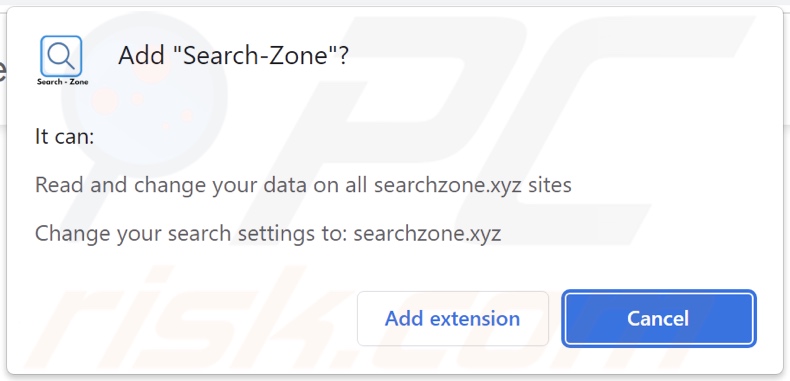 Pirate de navigateur Search-Zone demandant des autorisations