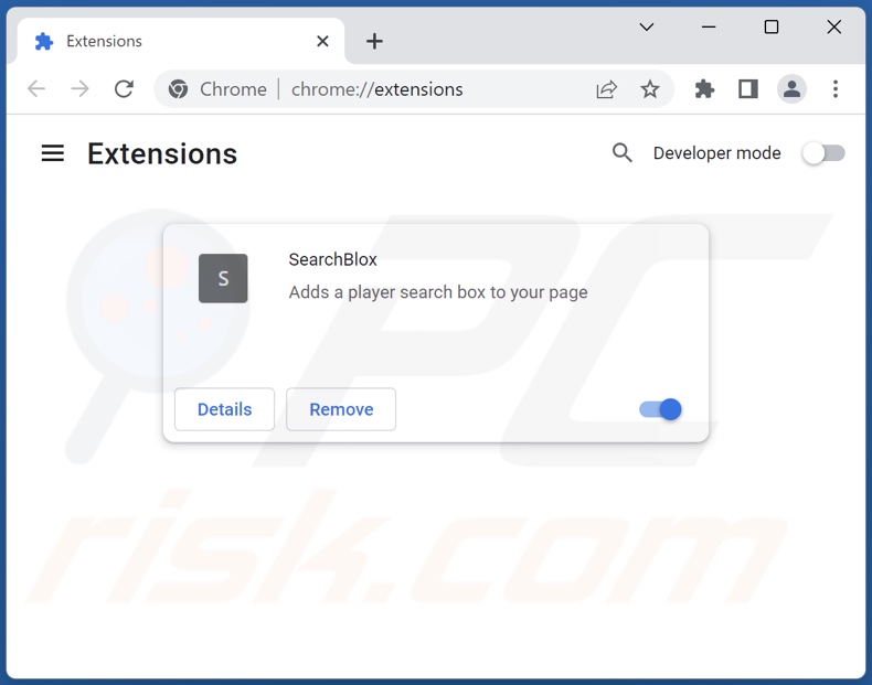 Suppression de SearchBlox de Google Chrome étape 2