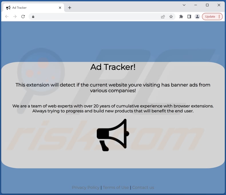 adware de suivi des publicités faisant la promotion du site Web