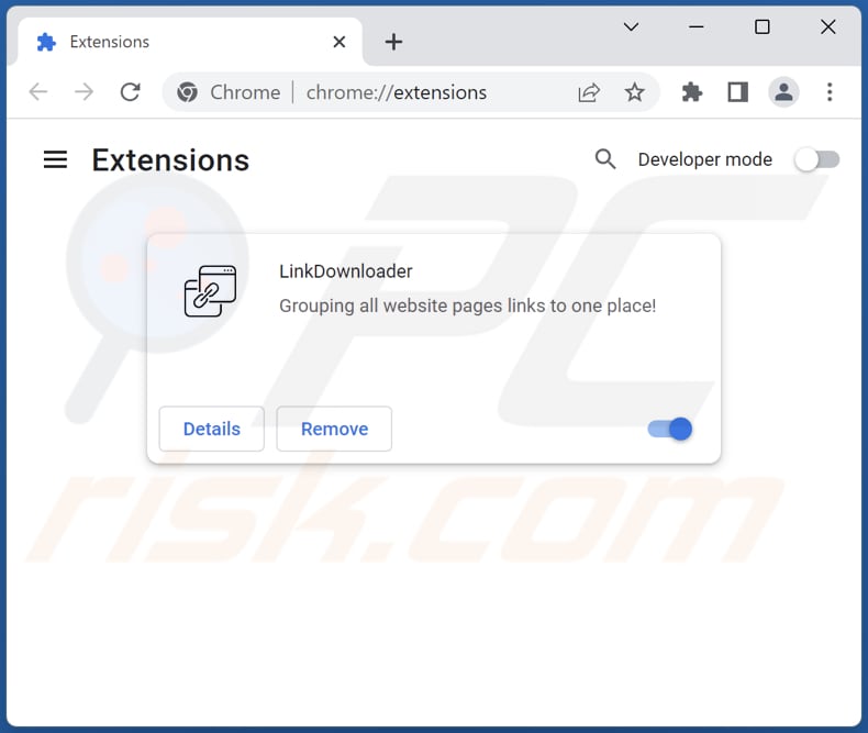 Suppression du logiciel publicitaire LinkDownloader de Google Chrome étape 2