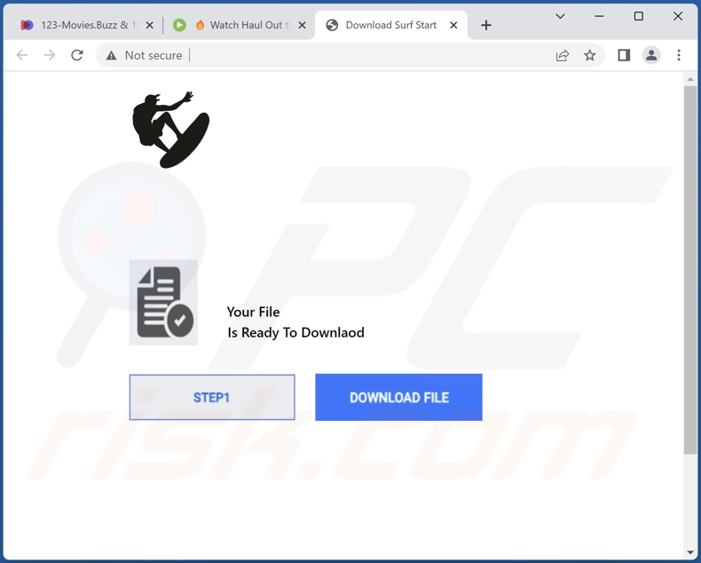 Site Web trompeur utilisé pour promouvoir le pirate de navigateur Surf Start