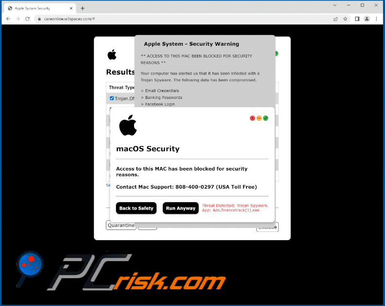 Apparition de l'arnaque Access To This MAC Has Been Blocked