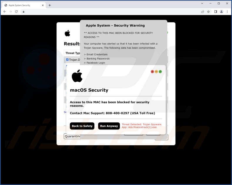 L'accès à ce MAC a été bloqué escroquerie