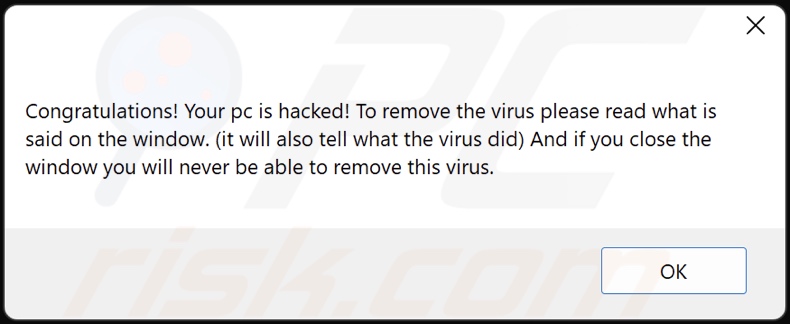 Cyclops ransomware pop-up