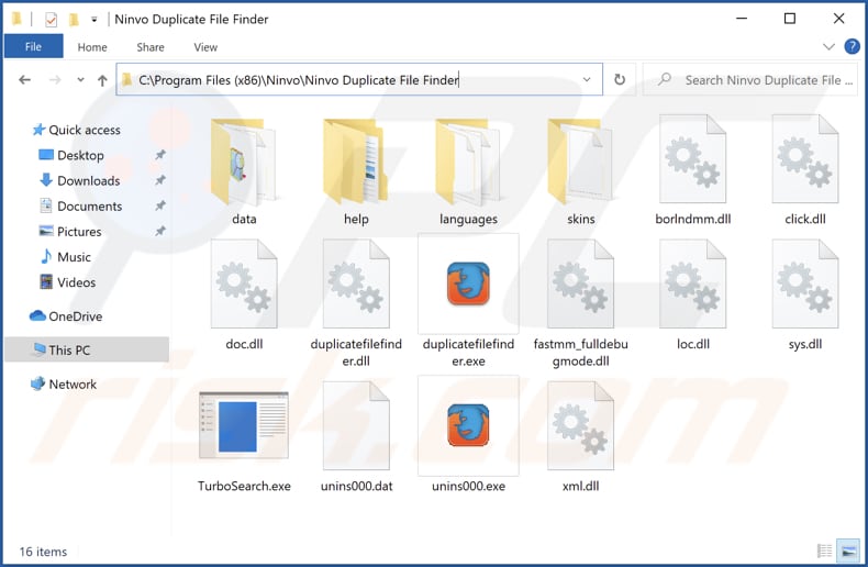 Dossier d'installation du logiciel publicitaire Duplicatefinder
