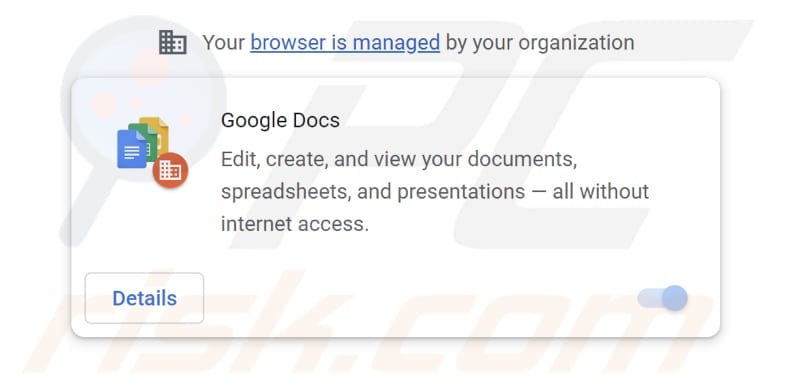 fausse application Google Docs faisant la promotion de gosearches.gg