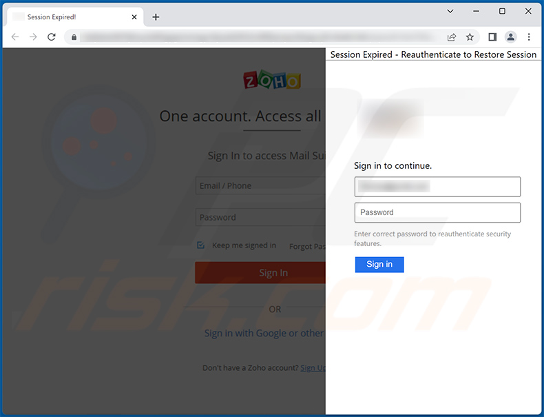 Site de phishing promu via Mail Delivery Échec de la campagne de spam par e-mail