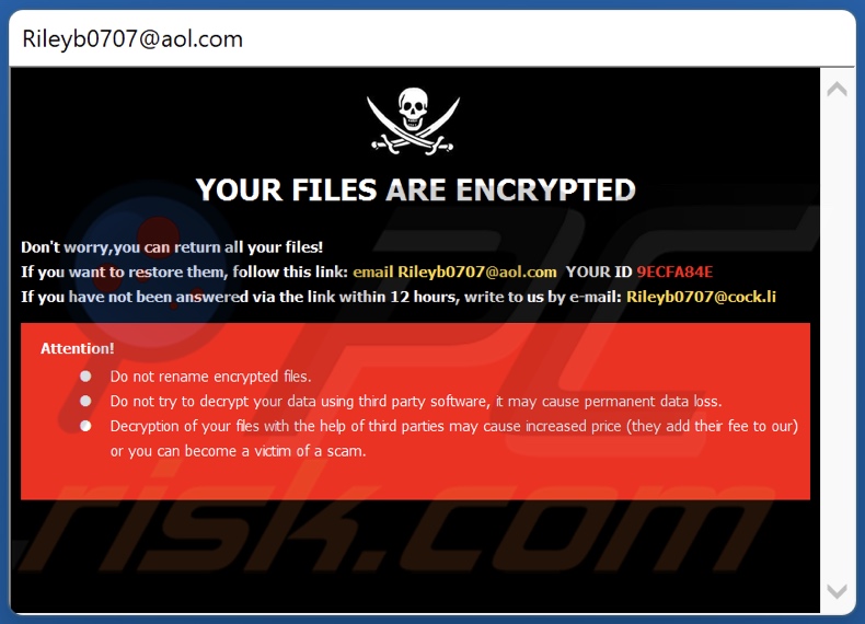 Note de rançon Nlb ransomware (pop-up)