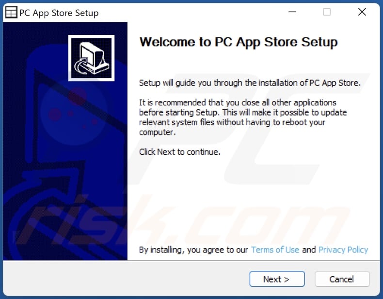 Programme d'installation du logiciel de publicité pour PC App Store