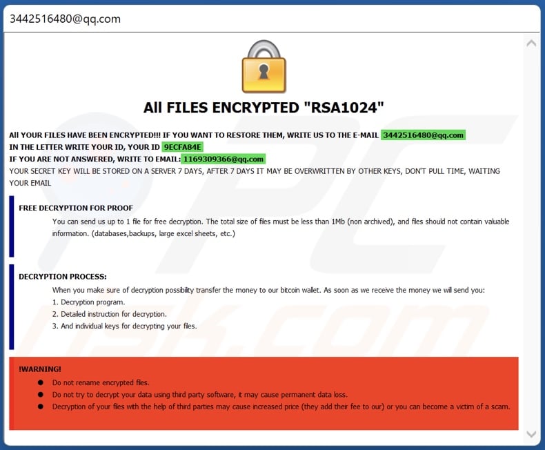 Note de rançon PDF ransomware (pop-up)
