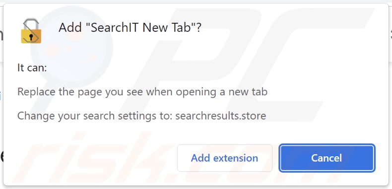 Le pirate de navigateur SearchIT New Tab demande des autorisations