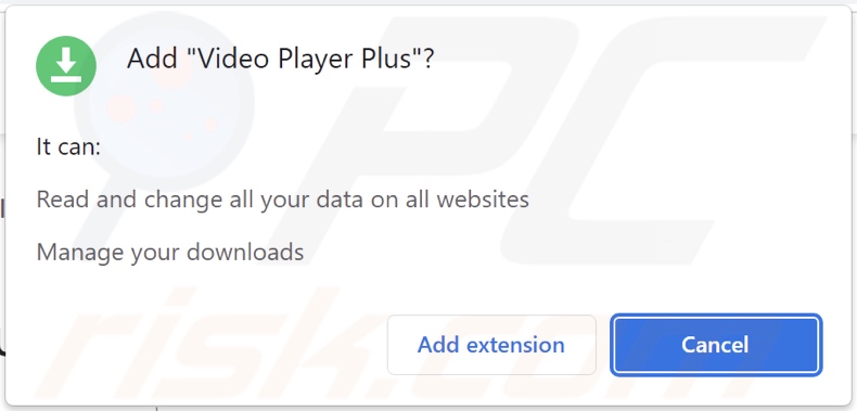 Adware Video Player Plus demandant diverses autorisations