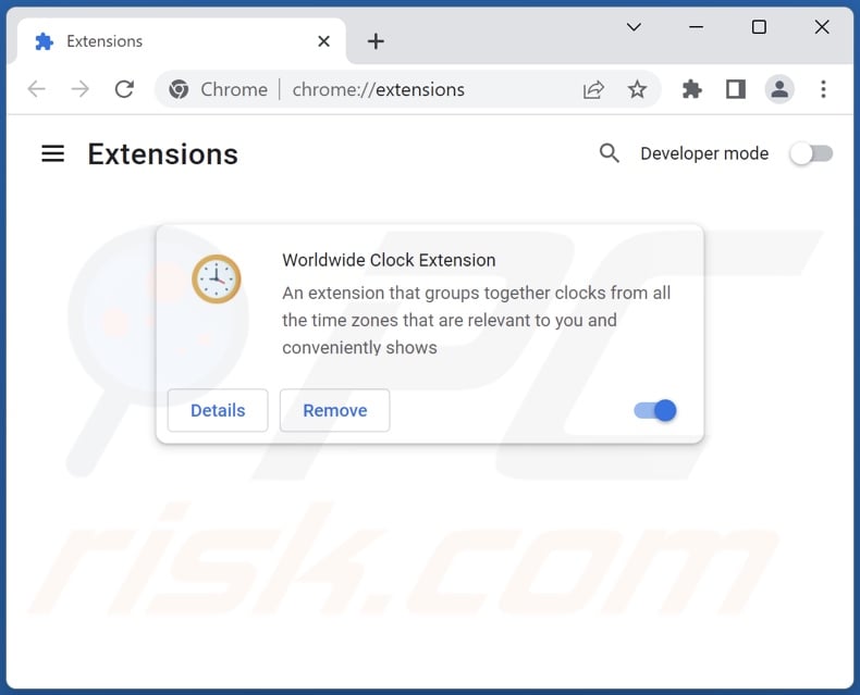 Suppression des extensions Google Chrome liées à search.worldwideclockextension.com