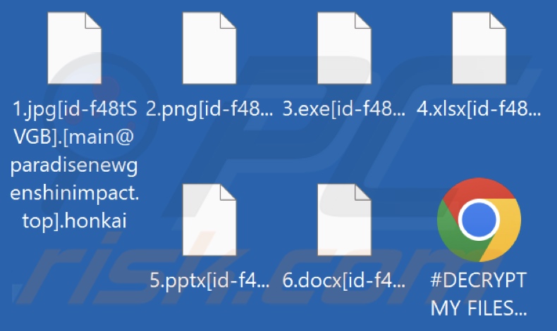 Fichiers cryptés par le rançongiciel Honkai (Paradise) (extension .honkai)