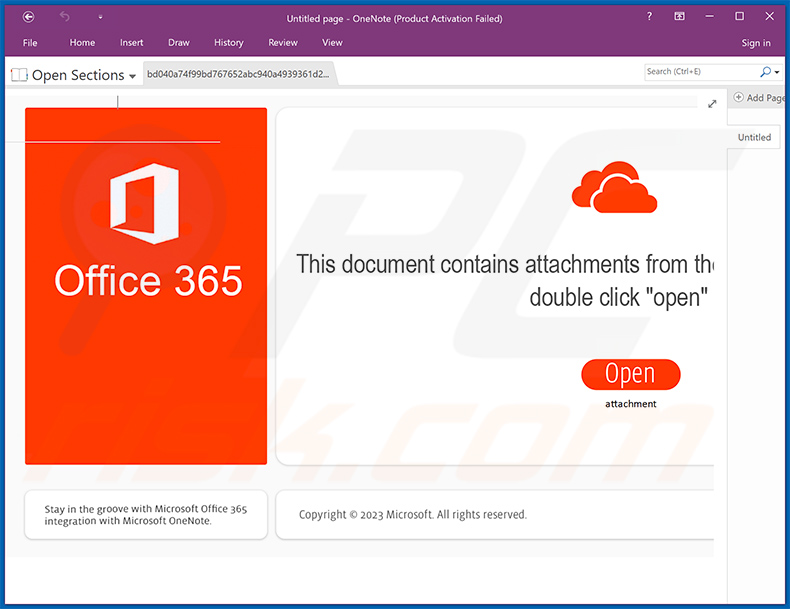 Fichier Microsoft OneNote malveillant propageant Qakbot