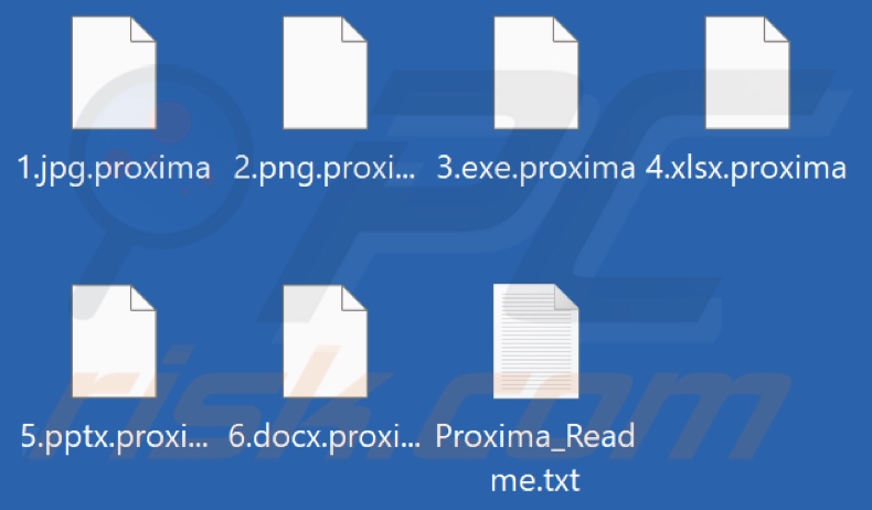 Files encrypted by Proxima ransomware (.proxima extension)