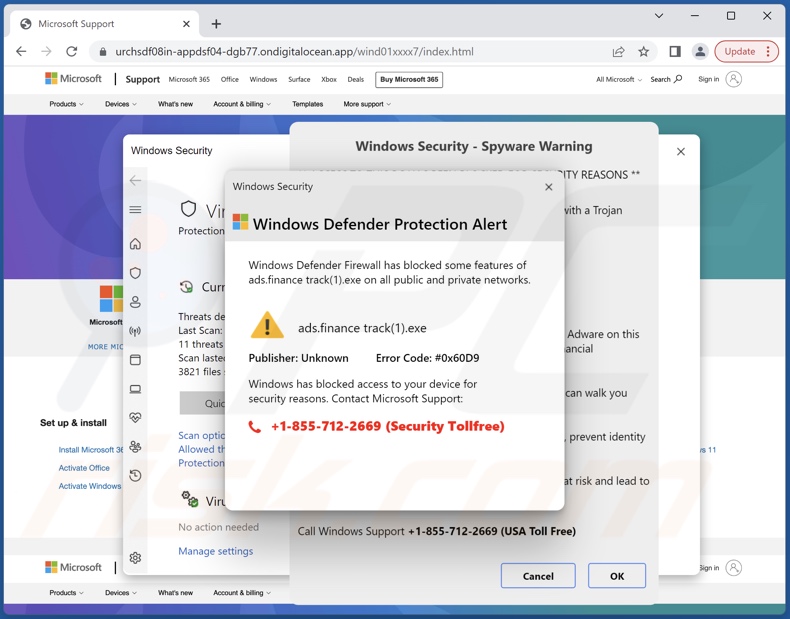 Arnaque au support technique Ads.financetrack(1).exe