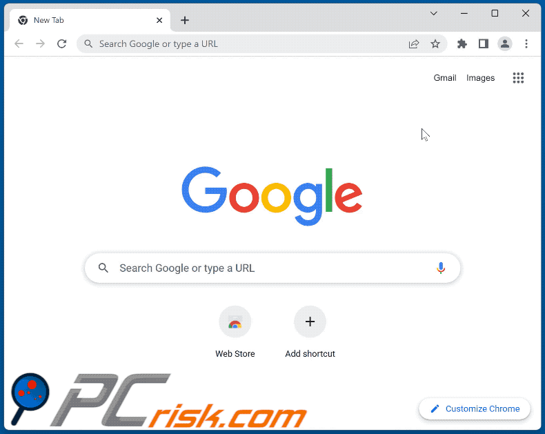 Le pirate de navigateur Bottle empêche l'accès à la liste d'extensions Chrome (GIF)