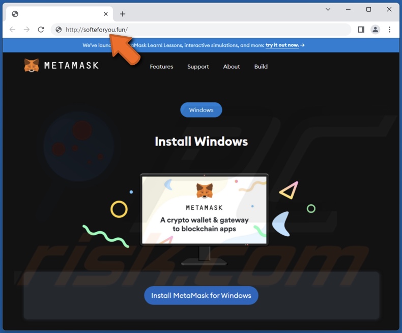 Faux site Web de crypto-monnaie (MetaMask) utilisé pour distribuer le malware voleur ImBetter