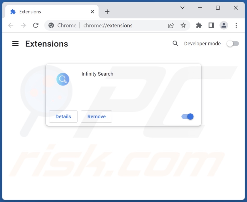 Suppression des extensions Google Chrome liées à search.infinity-searches.com