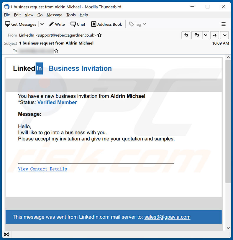 Escroquerie par e-mail LinkedIn (2023-03-06)