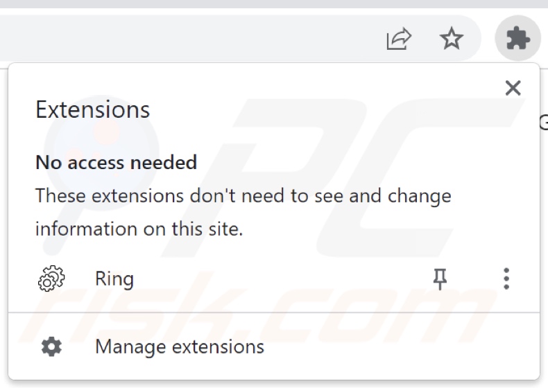 Ring pirate de navigateur refusant l'accès à la liste des extensions