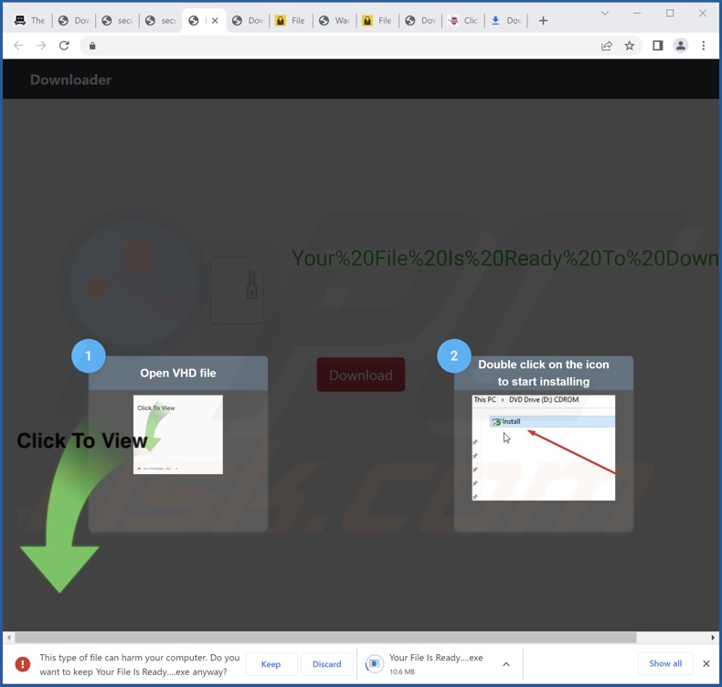 Site Web trompeur faisant la promotion d'un exécutable détecté comme Valyria