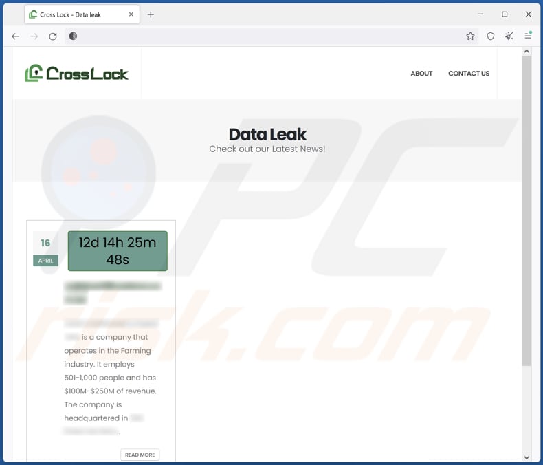 Crosslock ransomware data leaking site