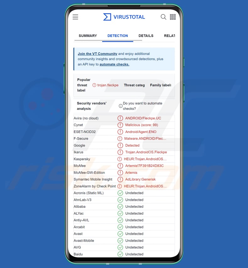 Fleckpe Android malware
