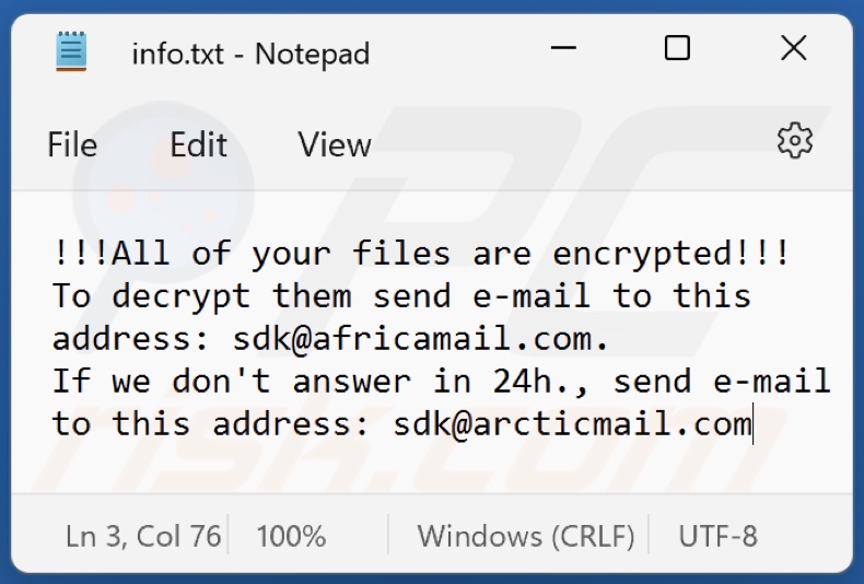 SDK ransomware text file (info.txt)